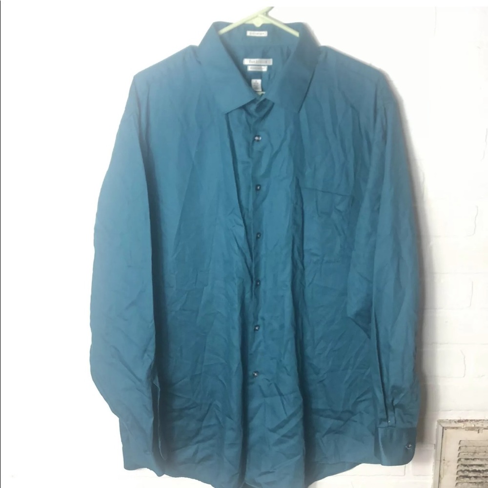 Van Heusen 18 35/35 teal blue button dress shirt